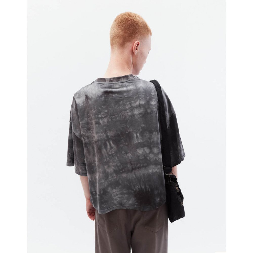 Футболка БИЧ укороченная оверсайз тай-дай темно-серая