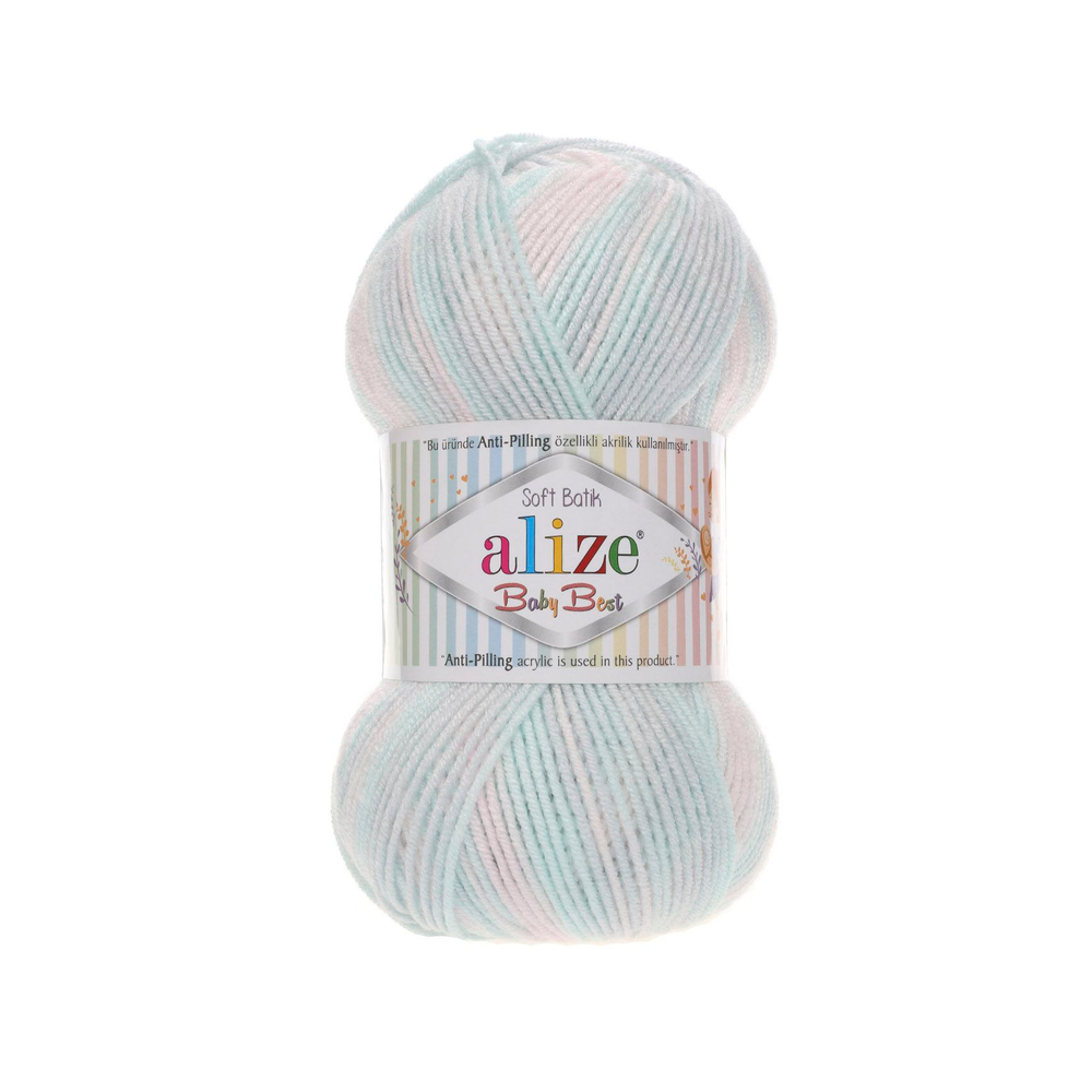 Беби бест батик (Baby best batik) пряжа Alize 10% бамбук 90%акрил 5х100г/240м 6623 св.розовый-св.голубой