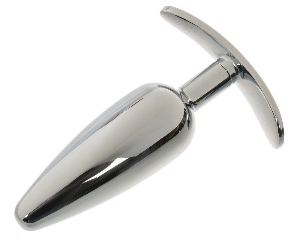 Металлическая анальная пробка-конус с фиолетовым кристаллом - 9 см. (Цвет: фиолетовый)