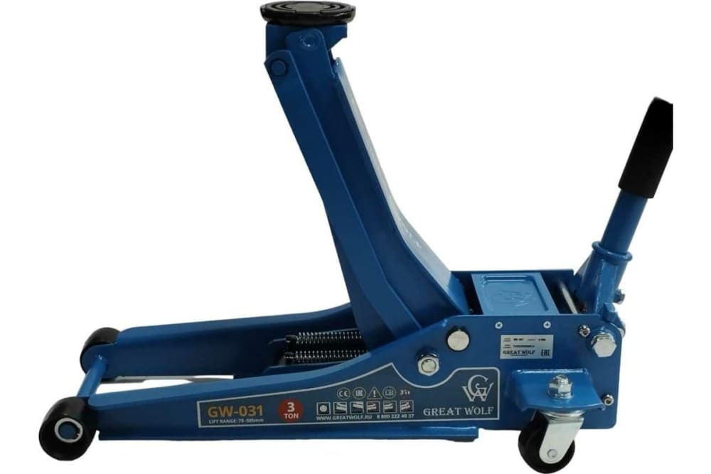 Подкатной домкрат 3т GW-031 Great Wolf низкопрофильный гидравлический, 78-505мм