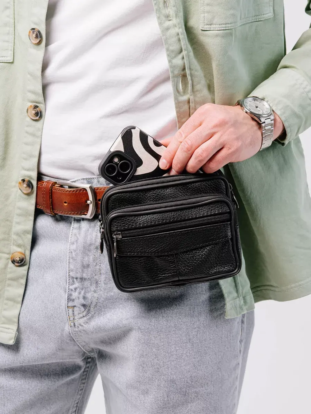 Сумка через плечо кожаная барсетка