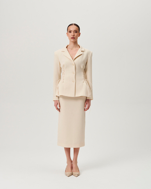 Жакет Croix  (круа) белый завязки на талии