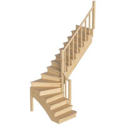 Лестница на второй этаж К-001м/2 Правая c подступенками под покраску