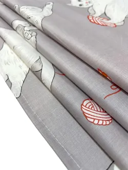 Постельное белье "Kitties" евро наволочки 50х70 2шт Простынь на резинке 180х200 см Пододеяльник 200х215 см Сказка сатин