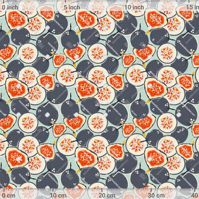 Яркий принт с инжиром и маракуйей на голубом фоне by Irina Bogomolova 909 DPI