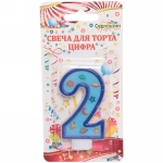 Свеча для торта Цифра Космос «2» 6 см