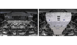 Защита радиатора, картера, КПП и РК Rival для Lexus GX 460 (V - 4.6) 2009-2013 2013-н.в./Toyota Land Cruiser Prado 150 (V - 2.7; 3.0D; 4.0) 2009-2013/Toyota Land Cruiser Prado 150 рестайлинг (V - 2.7; 2.8D; 3.0D; 4.0) 2013-2017/Toyota Land Cruiser Prado 150 рестайлинг (V - 2.7; 2.8D; 4.0) 2017-2020/Toyota Land Cruiser Prado 150 рестайлинг (V - 2.8D) 2020-н.в., штампованная, алюминий 3.8 мм, с крепежом, 3 части, K333.9516.1