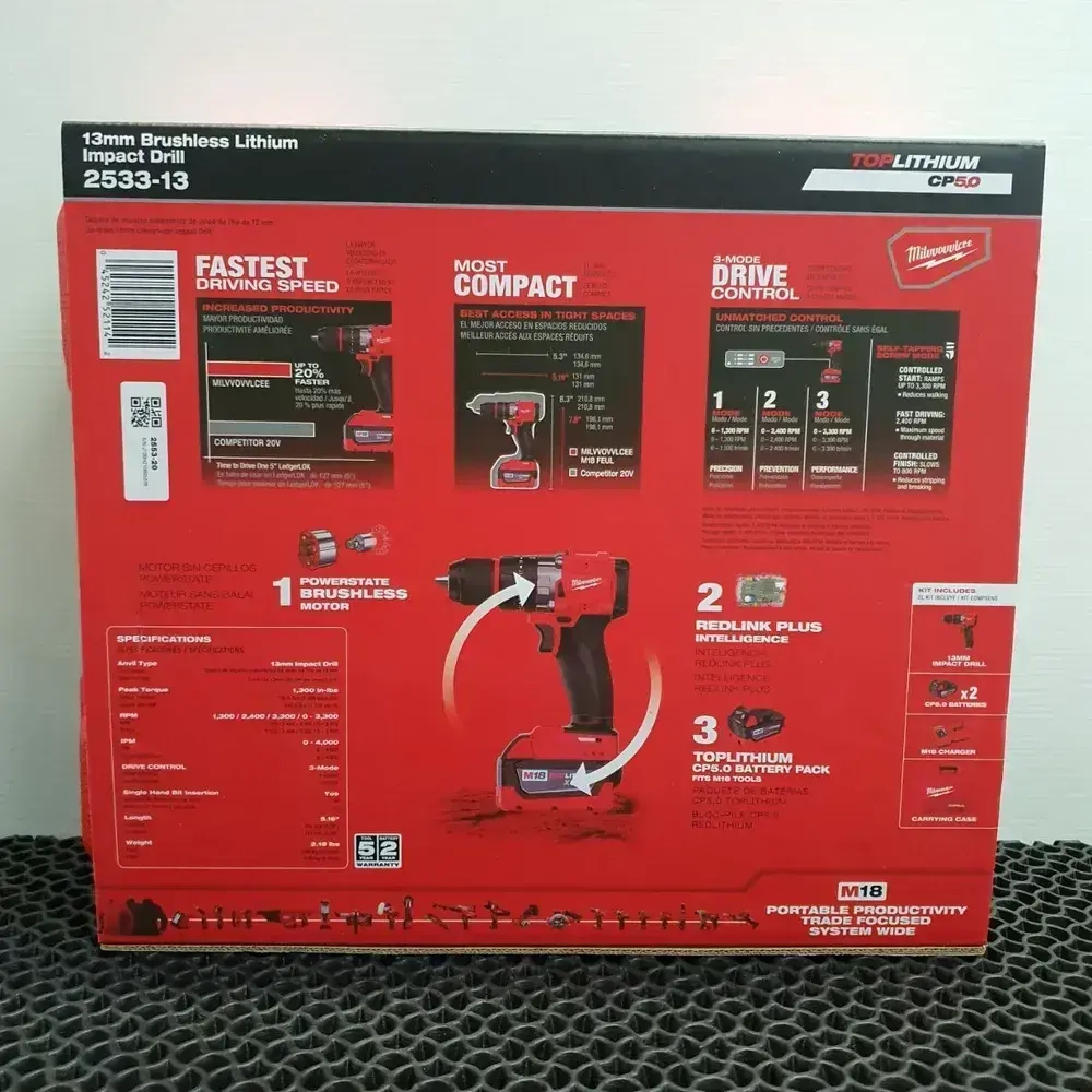 Milwaukee Дрель-шуруповерт, 18 В, 100 Нм, 2 АКБ