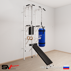 Шведская стенка Sv Sport усиленная 6942 (Турник стандарт/Брусья/Стойка/Скамья/Канат/Кольца/Цепь/Мешок 22кг)