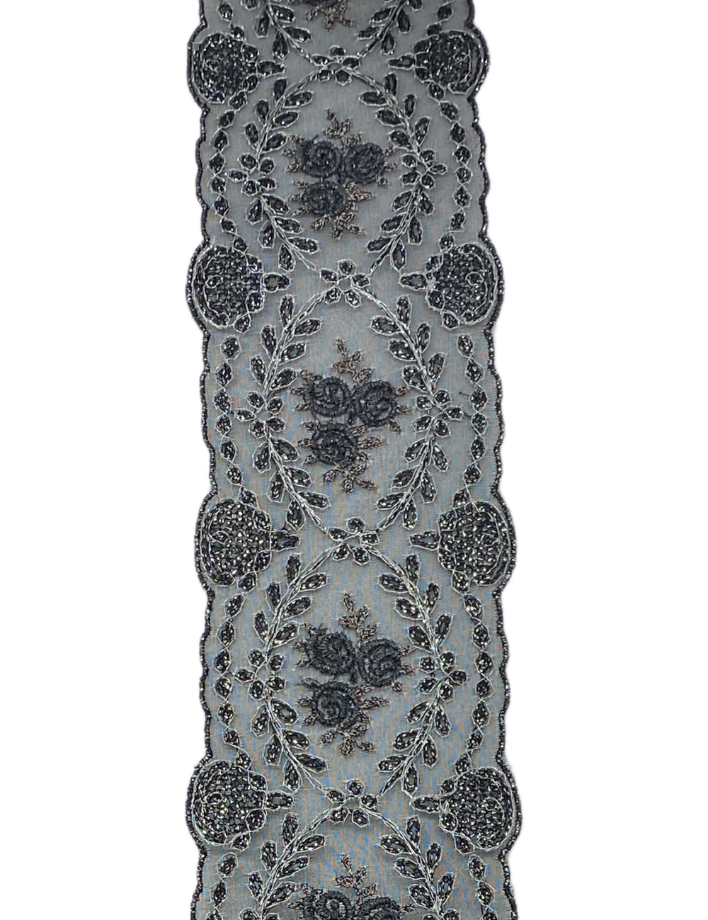 Кружево тонкое на органзе цветное ш-6см Франция. (шелк/люрекс/п/э) 1м