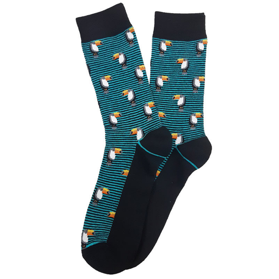 Носки Туканы, р-р 40-46 (черный, бирюзовые полосы)
