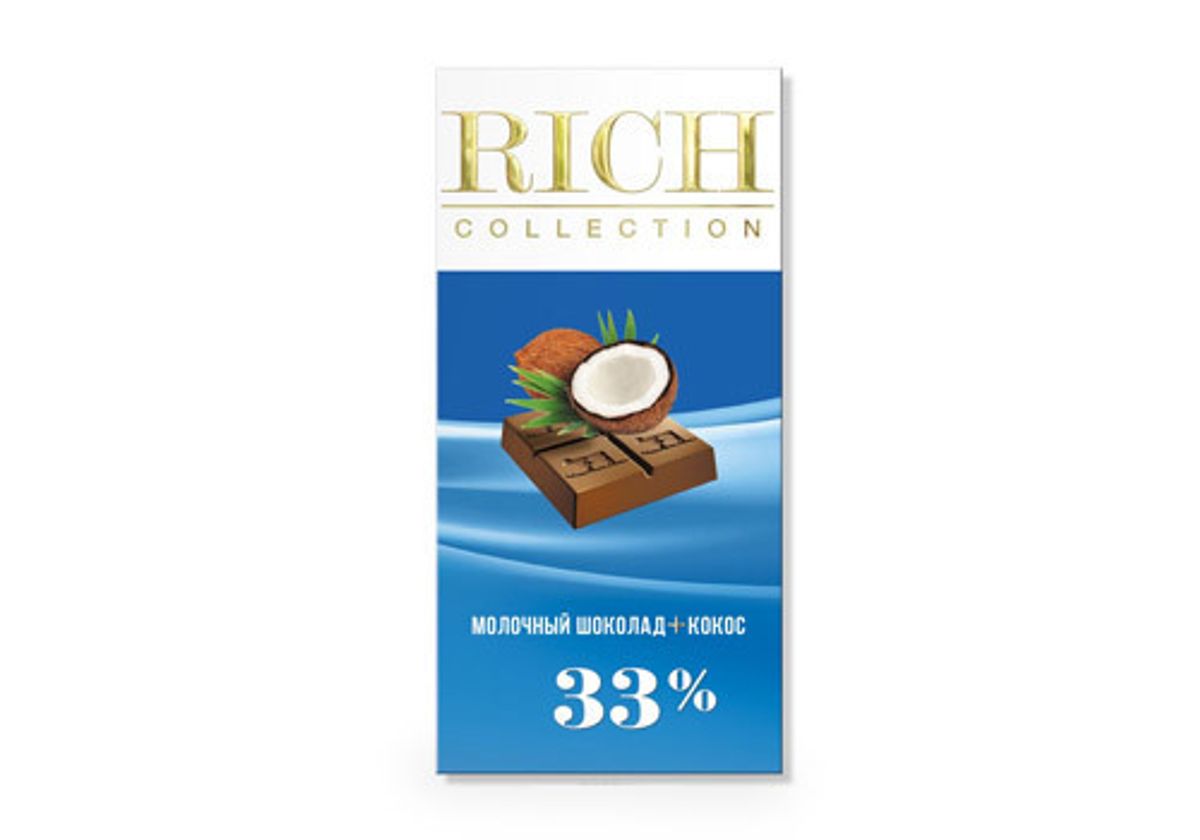 Молочный шоколад Rich с кокосовой стружкой, 70г