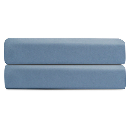 Простыня на резинке из сатина джинсово-синего цвета с брашинг-эффектом из коллекции Essential, 160х200х30 см