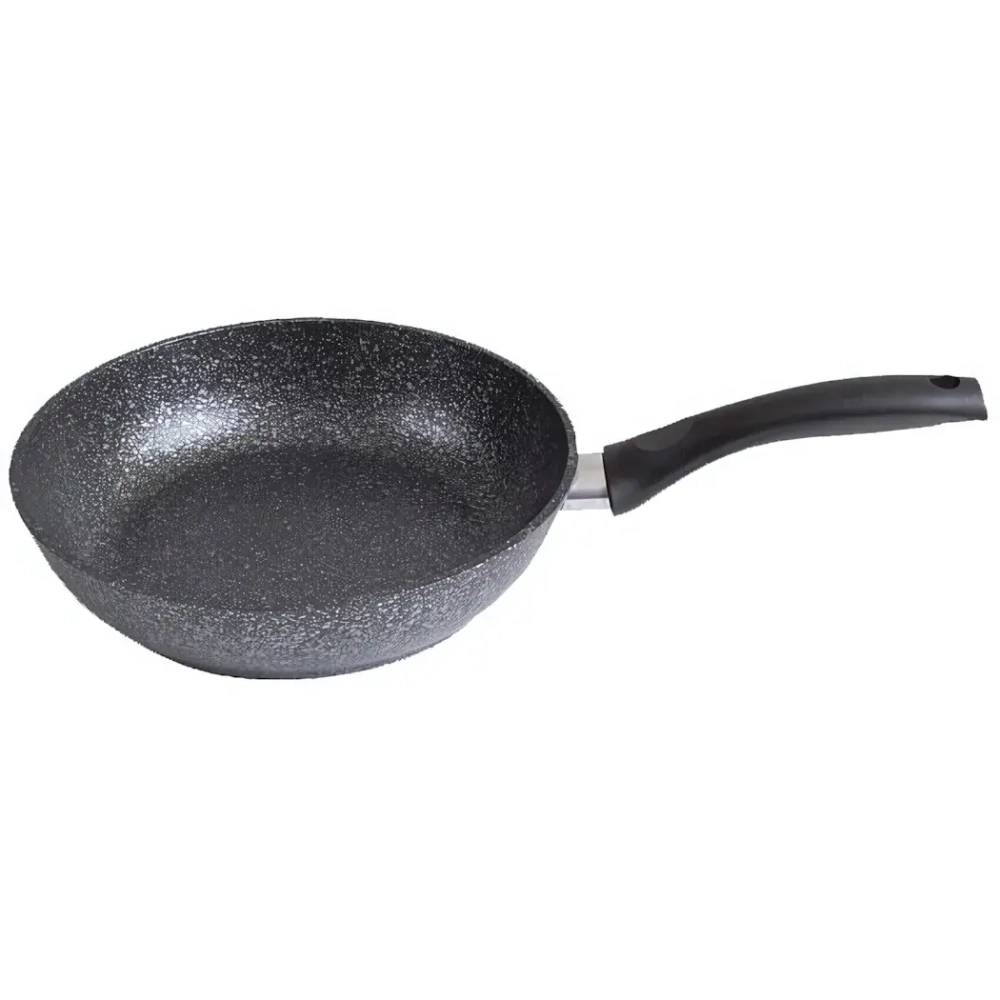 Сковорода 22*6см «Мраморная» (темный мрамор) с ручкой смт227а