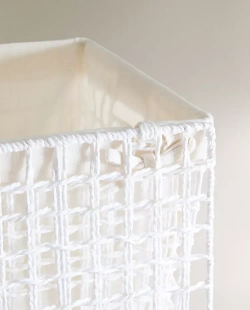 ZARA HOME КОРЗИНА ДЛЯ БЕЛЬЯ С КРЫШКОЙ, ЦВЕТ СЛОНОВОЙ КОСТИ