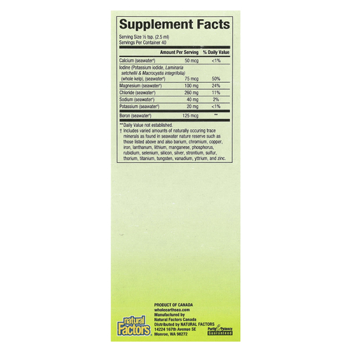 Natural Factors, Whole Earth & Sea, Deep Ocean Minerals, 100 мл (3,38 жидк. унц.)