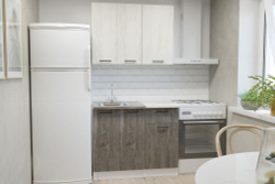 Кухонный гарнитур Сиена мини 1000 мм (Дуб грей/Бетон темный/Белый, Сосна)