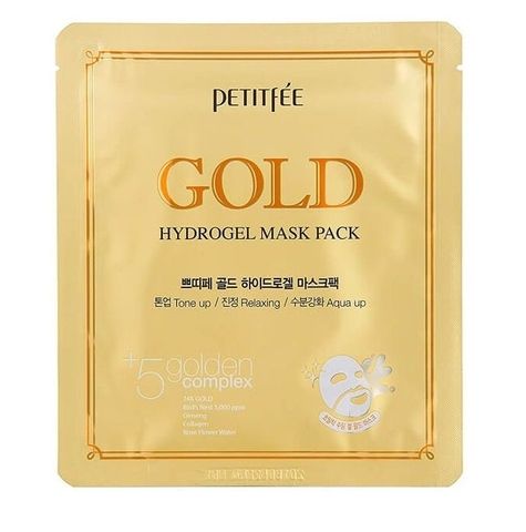 PETITFEE МАСКА ГИДРОГЕЛЕВАЯ ДЛЯ ЛИЦА С ЗОЛОТОМ +5 GOLD HYDROGEL MASK PACK, 30 ML