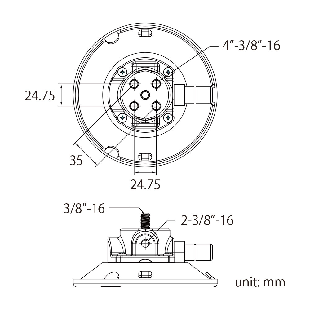 KUPO KSC-13MP 4,5" Suction Cup W/ 3/8''-16 Thread x 5/8" Length. Вакуумный держатель с винтом