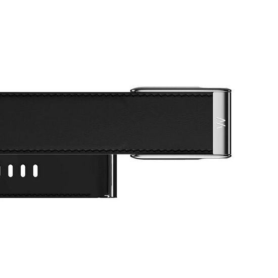 Кожаный люксовый ремешок для Whoop 5.0 LeatherLuxe Straight Band Black/Cream with Titanium