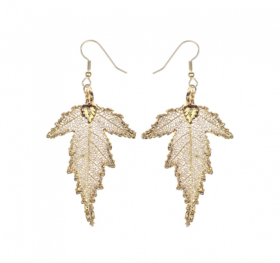 Серьги листья Ester Bijoux Шелковица LF57C-G BR
