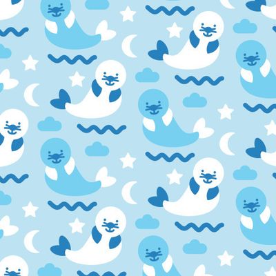 Buy baby fabric animal seals Baikal pale blue