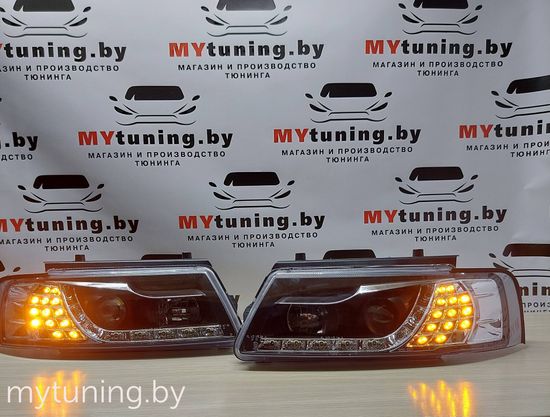 Передние фары VW Passat B5 daylight black