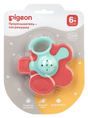 PIGEON Прорезыватель-погремушка Munch teether, 6 мес.