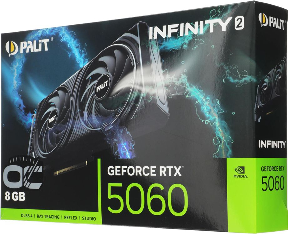 Видеокарта Palit NVIDIA  GeForce RTX 5060 PA-RTX5060 INFINITY 2 OC 8ГБ Infinity 2, GDDR7, OC,  Ret [ne75060v19p1-gb2063l]