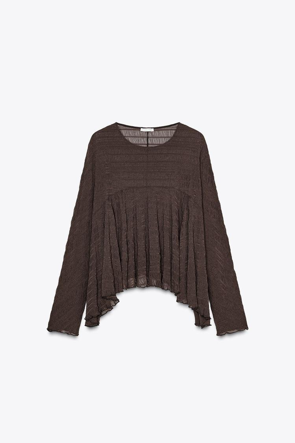 ZARA ТОП-НАКИДКА ИЗ ТКАНИ С РЕЛЬЕФНЫМ УЗОРОМ, ШОКОЛАДНЫЙ