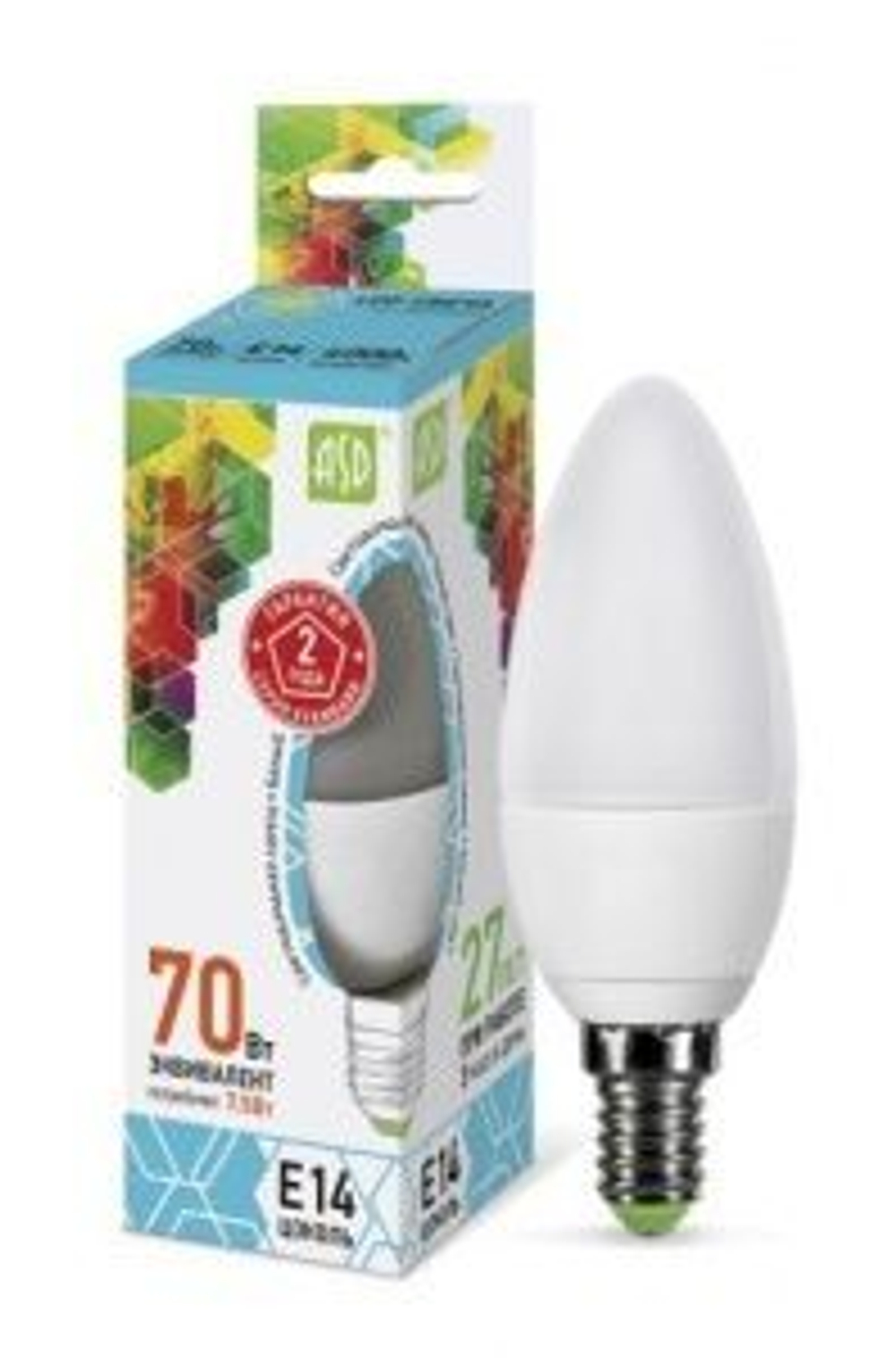 Лампа светодиодная LED-СВЕЧА 7,5Вт 220В Е14 4000К 600Лм ASD РАСПРОДАЖА