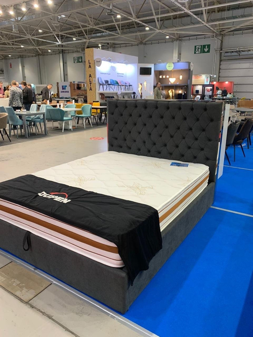 Кровать LBD1704 серая с ящиком для белья