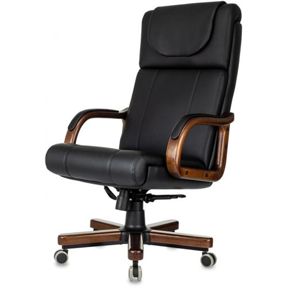 Кресло руководителя Бюрократ T-9933WALNUT, Экокожа, Черная