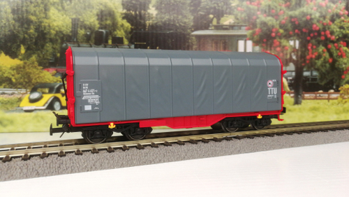 Вагон крытый брезентом TTU, серый, H0