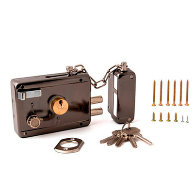 Замок Апекс накладной 0097-BN с защелкой и цепочкой