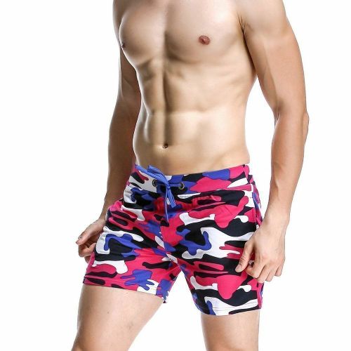 Мужские спортивные шорты розовые камуфляжные Seobean