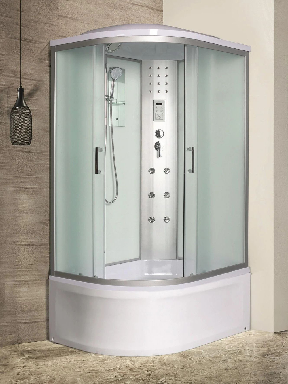 Душевая кабина RIVER  DUNAY XL 120/80/44 МТ R 120х80 см,  матовое стекло, поддон высокий, крыша, правосторонняя, увеличенная высота