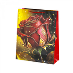 Пакет подарочный бумажный Alingar, (L+) 26х32х10 см, вертикальный, "Золотые розы", матов. ламинация, тиснеие, ассорти