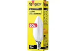 Лампа Navigator 60Вт Е14 свеча матовая 23743