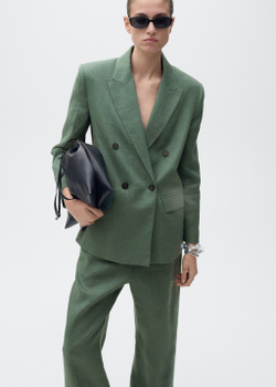 Прямые брюки с хлопком и льном