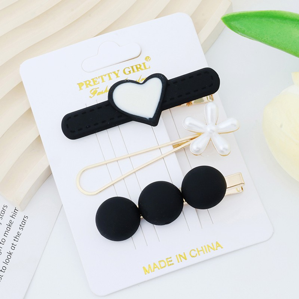 Pretty Girl 24-00007-5 Набор заколок для волос 3 шт "Black&White" (*12*480)