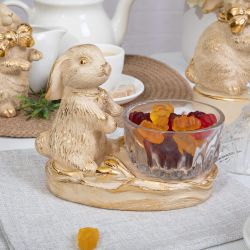 Фруктовница Кролик Эйприл Айвори с чашей из стекла