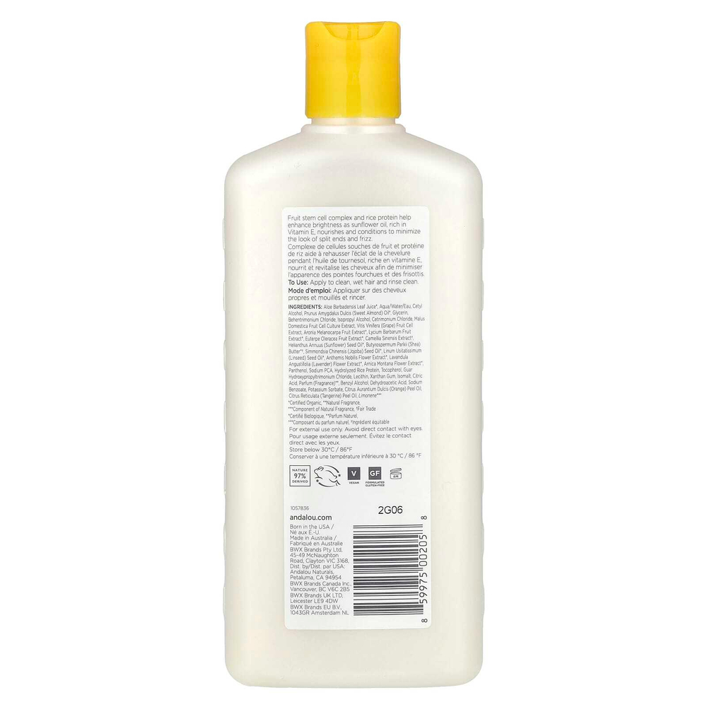 Andalou Naturals, Кондиционер, для сияющего блеска, подсолнечника и цитрусовых, для силы и жизненной силы, 340 мл (11,5 жидк. Унции)