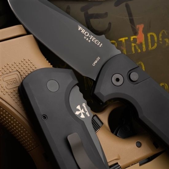 Автоматический нож Pro-Tech PTLG303 D2 Rockeye - черн. алюм. рук-ть, черн. клинок CPM-D2