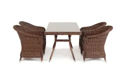 "Латте-140 R" обеденная группа плетеная, цвет коричневый