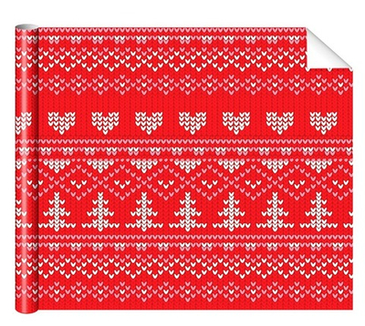Бумага упаковочная 70х100см Узор (красный)