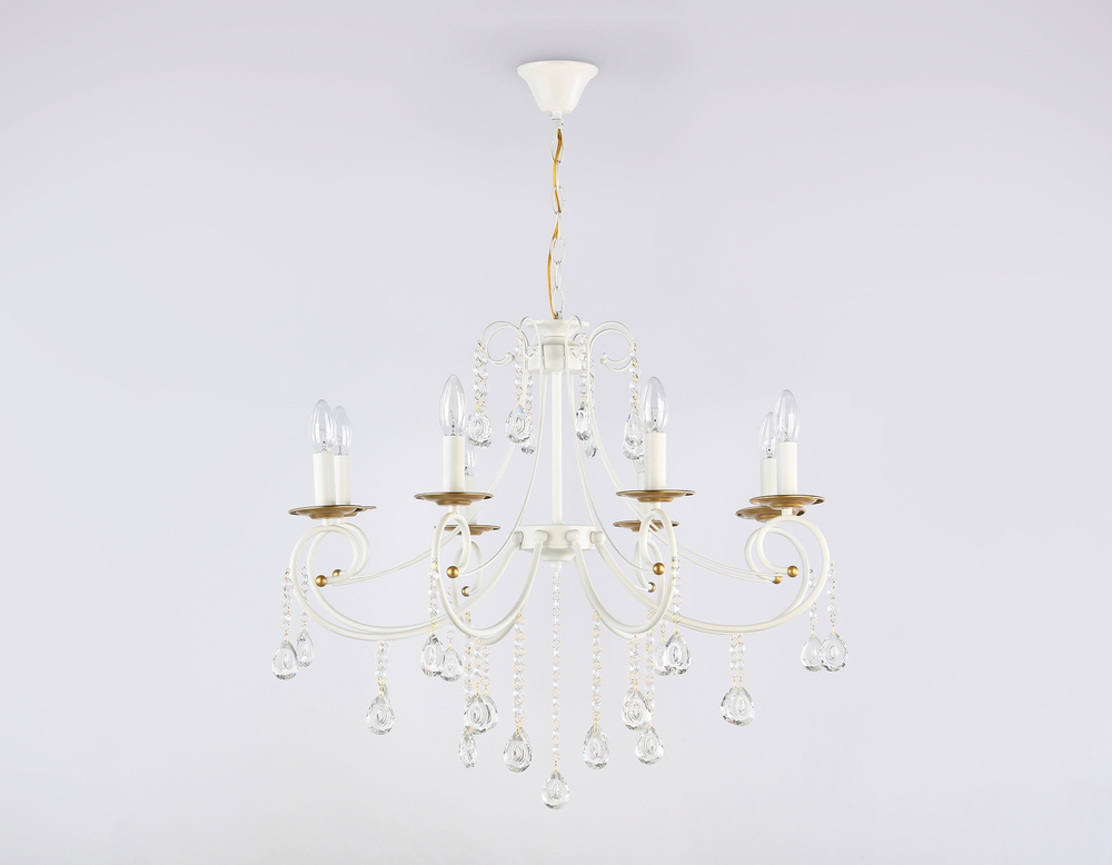 Светильник подвесной TR4917/8 WH/GD белый/золото E14/8 max 40W D740*930