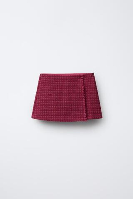 ZARA ЮБКА-ШОРТЫ С НЕОБРАБОТАННЫМ КРАЕМ, РОЗОВЫЙ