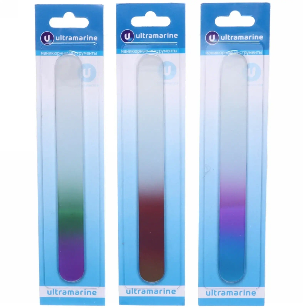 Пилка для ногтей стеклянная на блистере «Ultramarine», двухцветная,18см✦