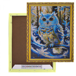 Алмазная мозаика Alingar, на подрамнике, с полным заполнением, (глянц), 40х50 см, 25 цветов, "Ледяная сова"